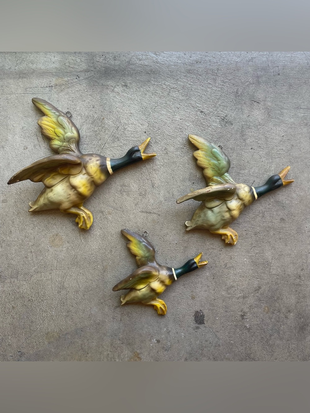Vintage Devon Ware Kahane Painted Chalkware Wall Ducks 1950's
